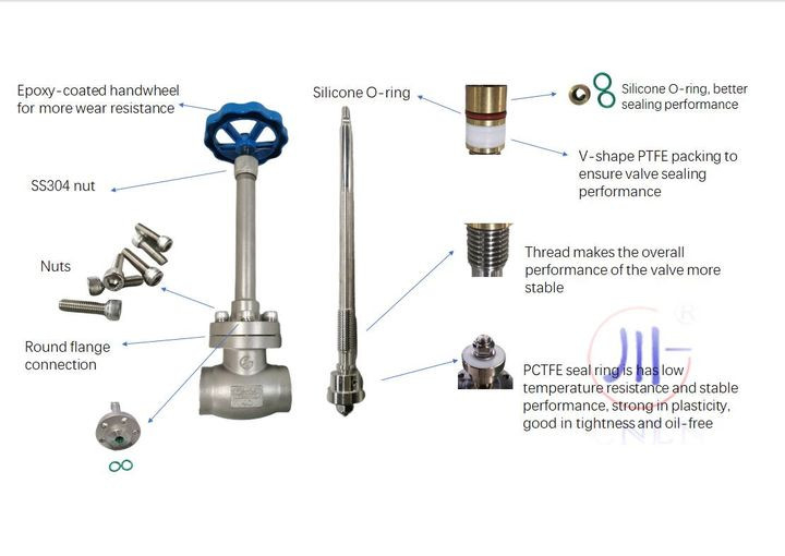 Lange stam cryogene bolklep Hard Seal Low Temperature Safety Valve voor LNG LOX LIN LAR LCO2