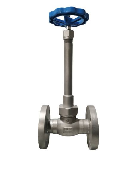 Verwarmingseinde CF8 CF8M Cryogene globelventiel met lange stam voor LNG/LOX/LN2/LAR/LCO2